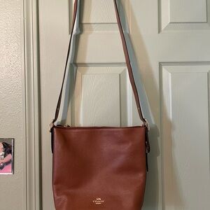 Coach Chestnut Pebbled Leather Shoulder Bag with Gold Hardware